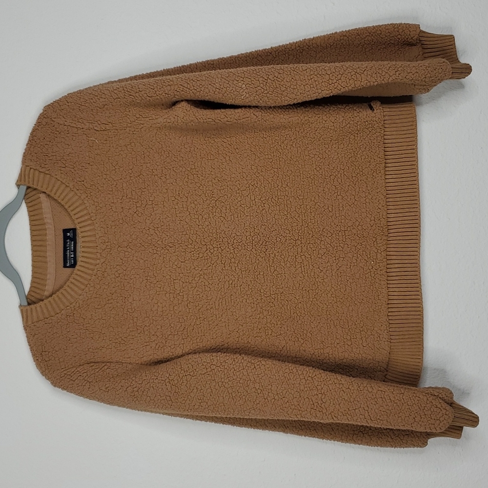 AF sherpa sweater soft af camel fleece cozy comfy casual crewneck womens M